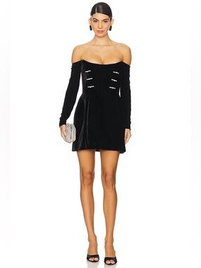 Sau Lee Viv Velvet Dress in Black NWOT